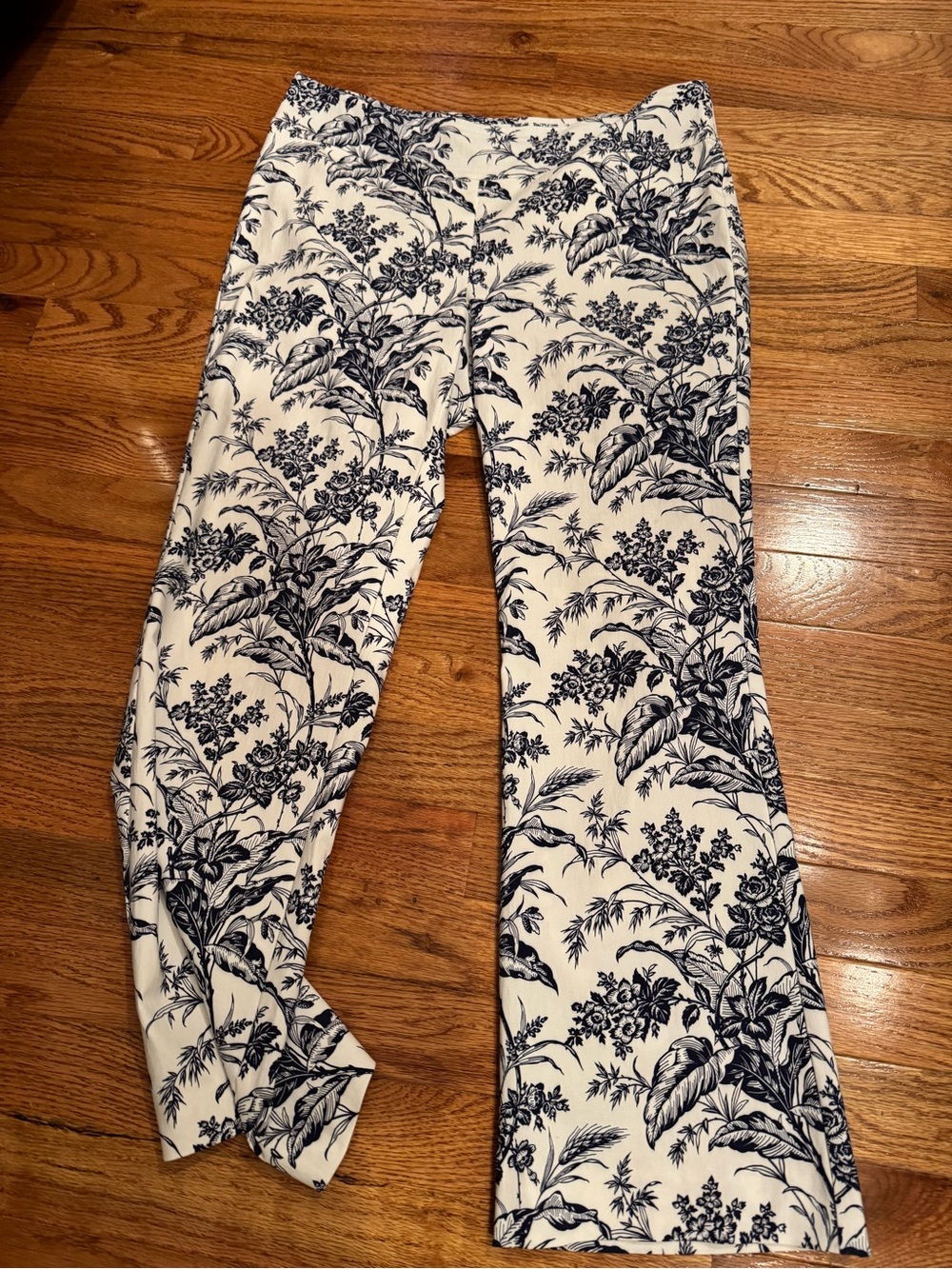 J.McLaughlin Floral Ivy Print Pants - Navy on Cream 10